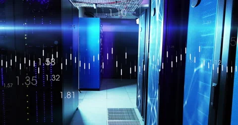Animation of digital data processing over computer servers Stock Footage 310436405