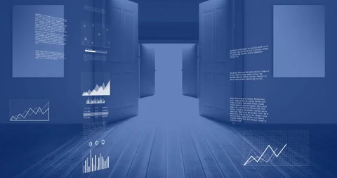 Animation of digital data processing over office 库存影片 310589861