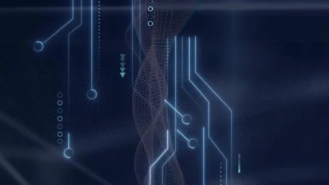 Animation of digital data processing over computer circuit board Stock Footage 312411788