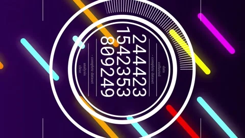 Animation of digital data processing over neon pattern on blue background Stock Footage 312620885