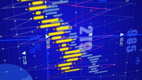 Animation of digital data processing over grid Stock Footage 313002521