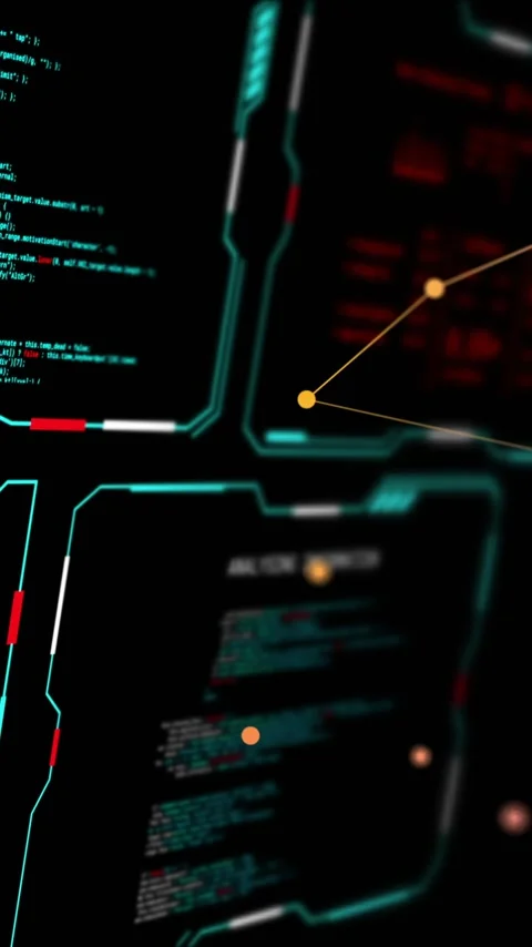Animation of digital data processing over screens on black background Stock Footage 320160738