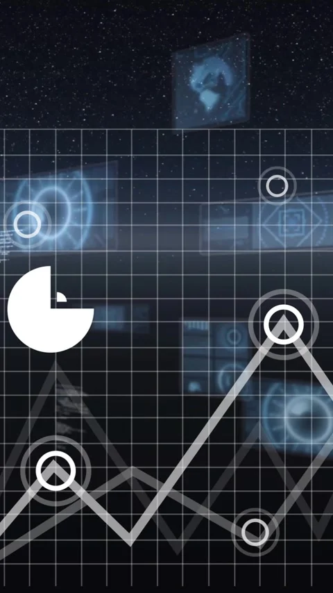 Animation of digital data processing over grid on black background Stock Footage 320216879