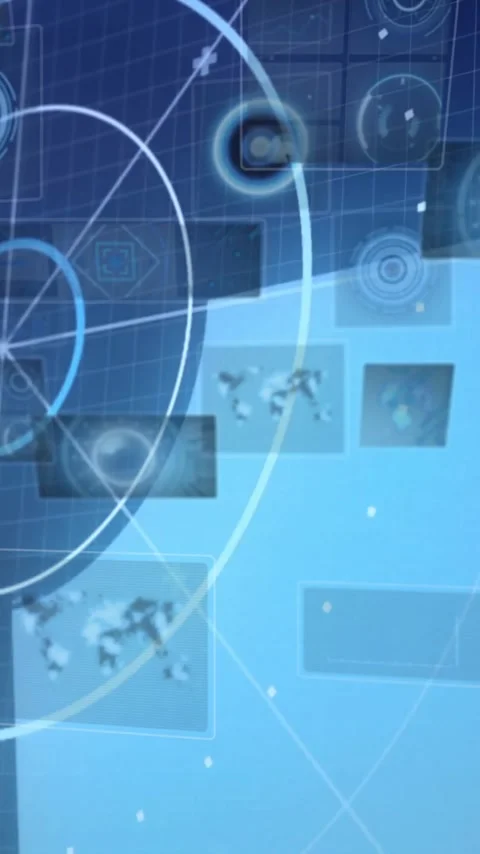 Animation of digital data processing over scope scanning on black background Stock Footage 320216881