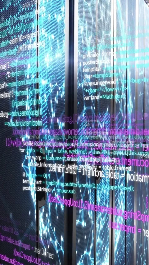 Animation of digital data processing over computer servers Stock Footage 320280684