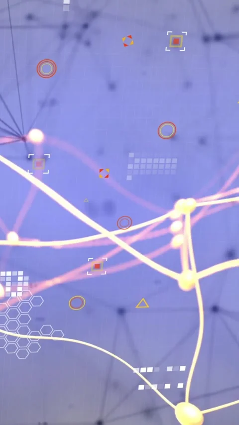 Animation of digital data processing over network of connections 库存影片 320378621