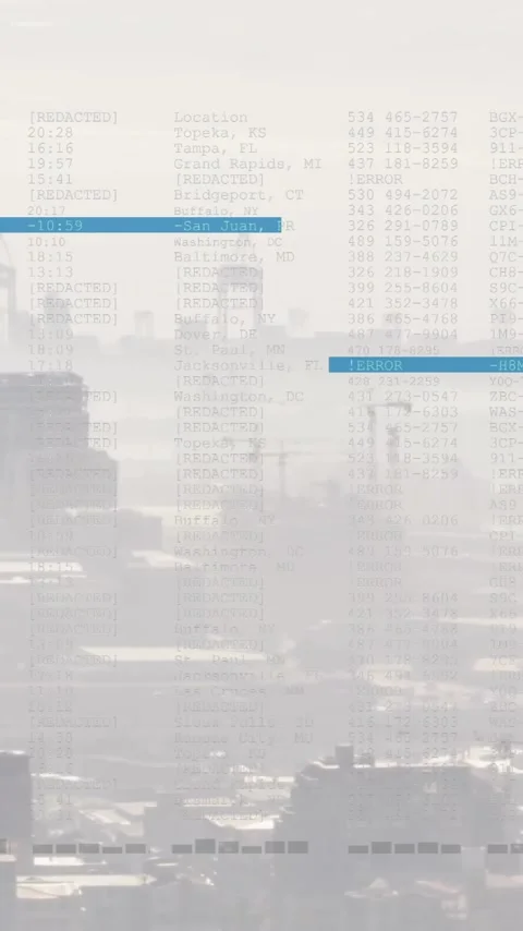 Animation of digital data processing over cityscape 库存影片 320378967
