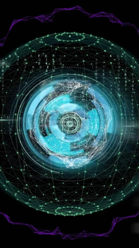 Animation of digital data processing over black background Stock Footage 320444415