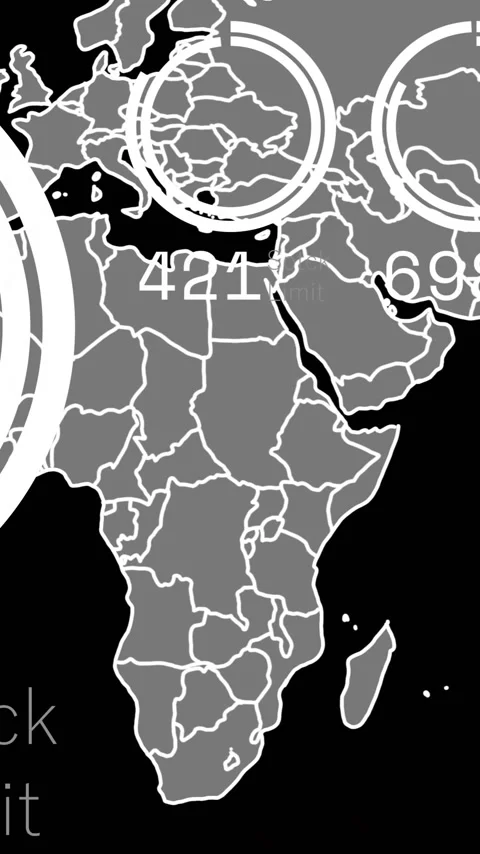 Animation of digital data processing over world map on dark background Stock Footage 320444435