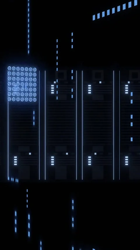 Animation of digital data processing over computer servers Stock Footage 320589674