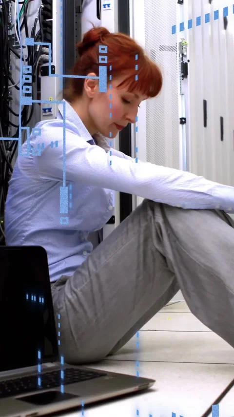 Animation of digital data processing over caucasian female it engineer by Stock Footage 320589689