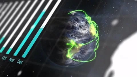 Animation of digital data processing over globe on black background Stock Footage 326409660