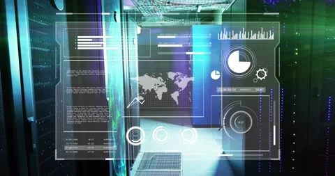 Animation of digital data processing over computer servers Stock Footage 326425267
