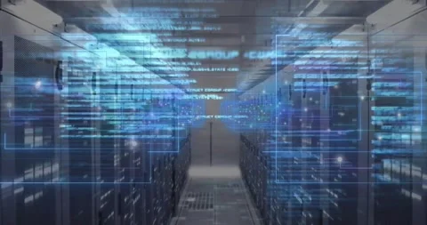 Animation of digital data processing over computer servers Stock Footage 326765222
