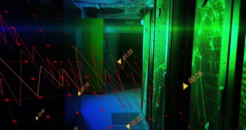 Animation of digital data processing over computer servers Stock Footage 327361552