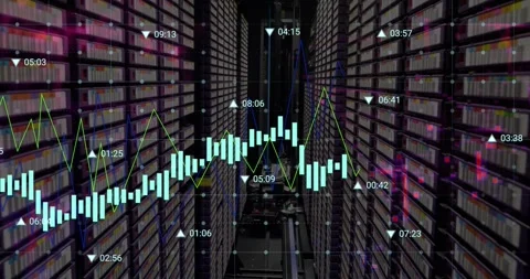 Animation of digital data processing over computer servers Stock Footage 327447693