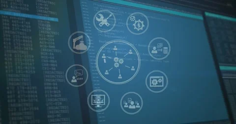 Animation of digital data processing over computer servers Stock Footage 327781617