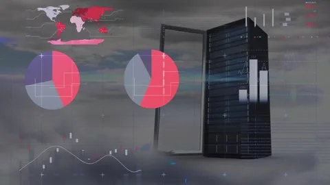 Animation of digital data processing over computer server Stock Footage 328255570