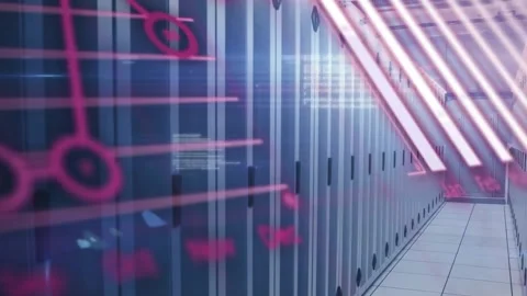 Animation of digital data processing over computer servers Stock Footage 328408704