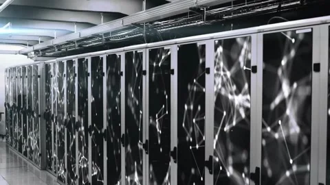 Animation of digital data processing over computer servers Stock Footage 328411251