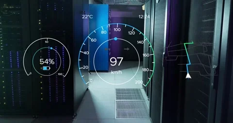 Animation of digital data processing over computer servers Stock Footage 329775724