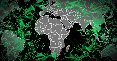 Animation of digital data processing over world map Stock Footage 329859436