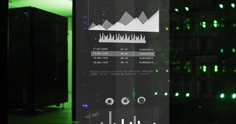 Animation of digital data processing over computer servers Stock Footage 330109036