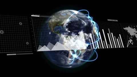 Animation of digital data processing over globe on black background Stock Footage 330337252