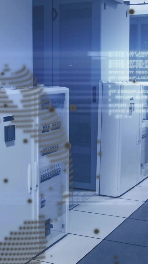 Animation of digital data processing over computer servers Stock Footage 341659737