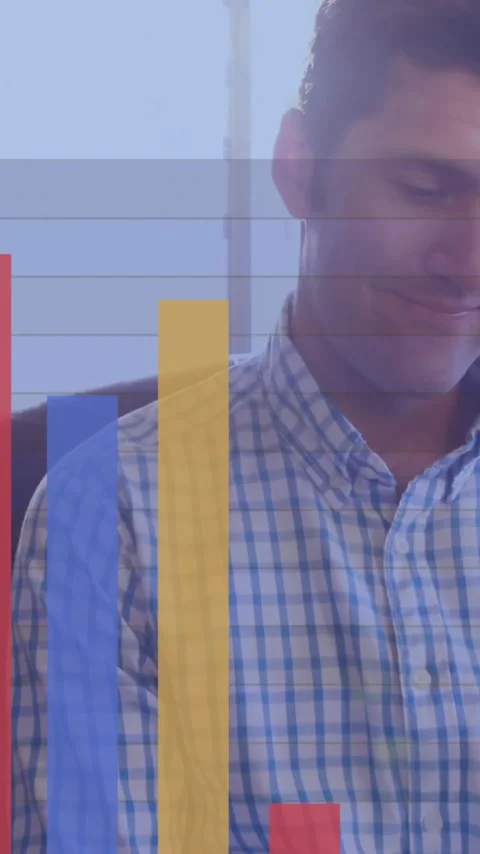 Animation of digital data processing over caucasian businessman using tablet Stock Footage 341660062
