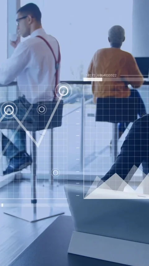 Animation of digital data processing over caucasian businesswoman using tablet Vídeos de archivo 341660065