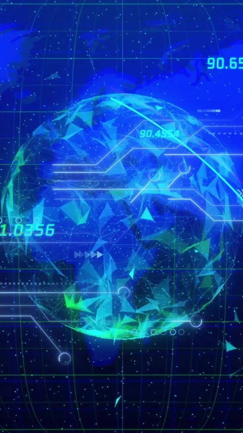 Animation of digital data processing over globe and computer circuit board Stock Footage 341927628