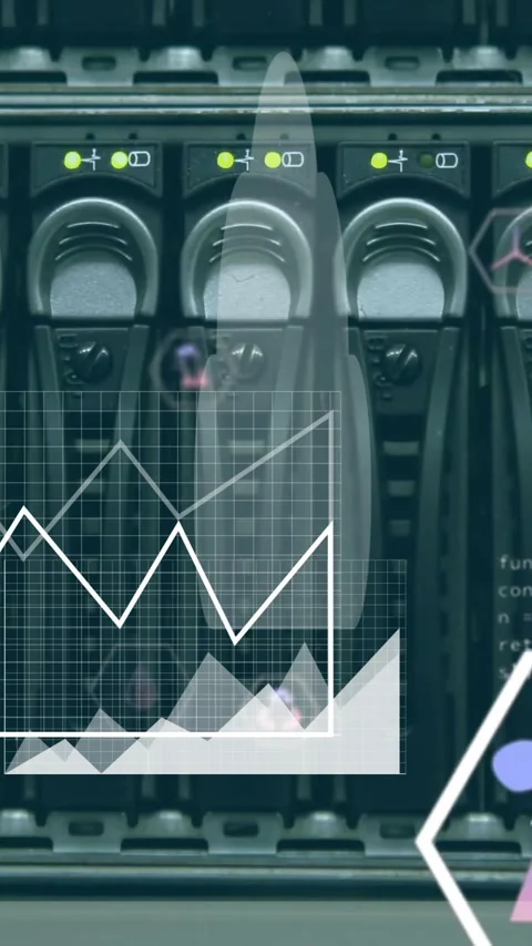 Animation of digital data processing over computer servers Stock Footage 341956659