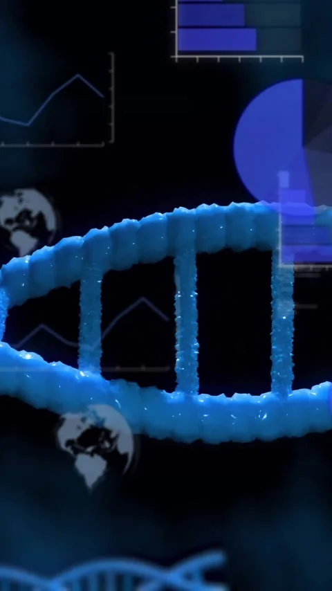 Animation of digital data processing over dna strand Stock Footage 342707935