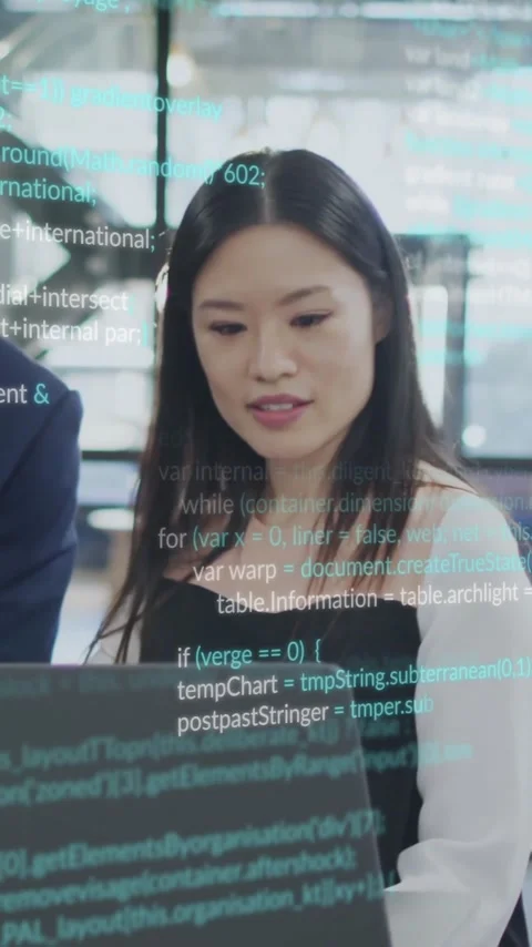 Animation of digital data processing over diverse business people in office Stock Footage 342707944