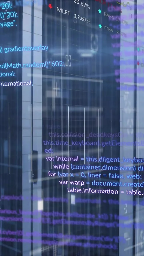 Animation of digital data processing over computer servers Stock Footage 342805932