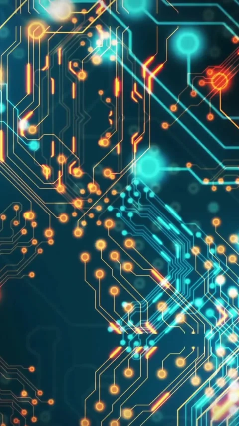 Animation of digital data processing over computer circuit board Stock Footage 342806220
