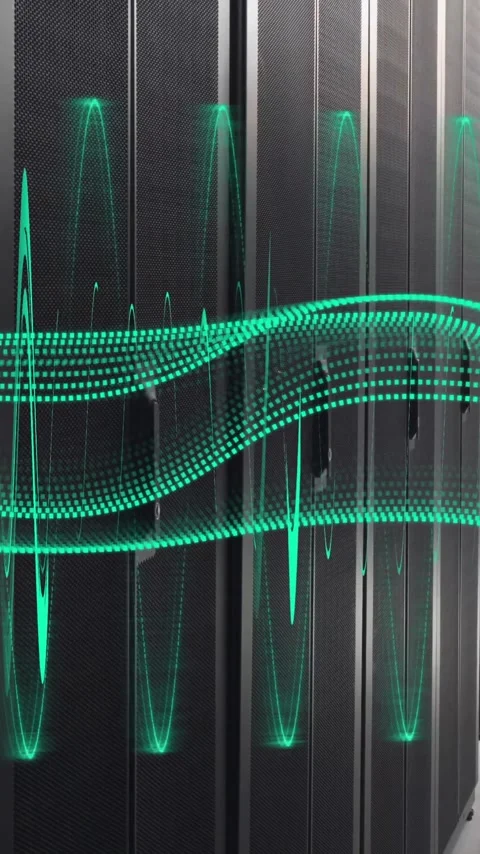 Animation of digital data processing over computer servers Stock Footage 342812737
