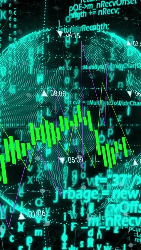Animation of digital data processing over globe and computer servers Stock Footage 342915583