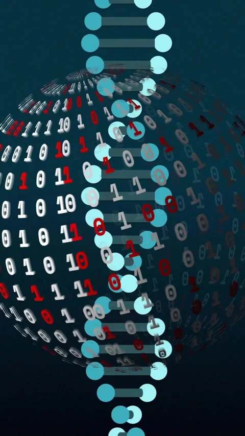 Animation of digital data processing over dna strands spinning and globe with Stock Footage 342954274