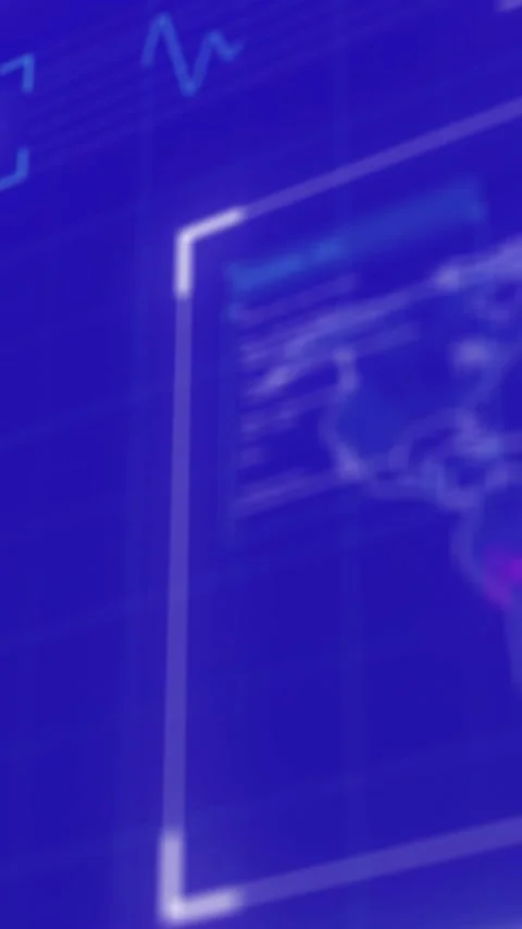 Animation of digital data processing over blue background Stock Footage 343504520