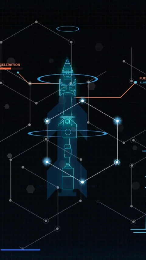 Animation of digital data processing over spaceship Stock Footage 343504522