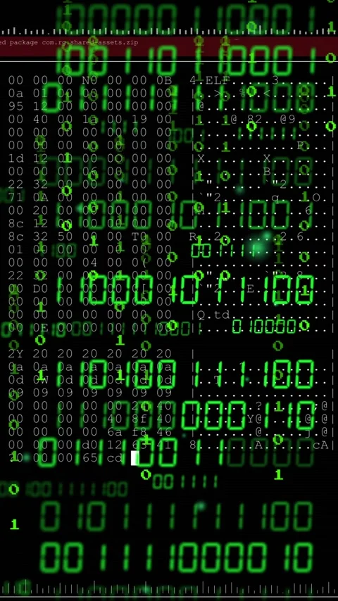 Animation of digital data processing over binary coding Stock Footage 343504527
