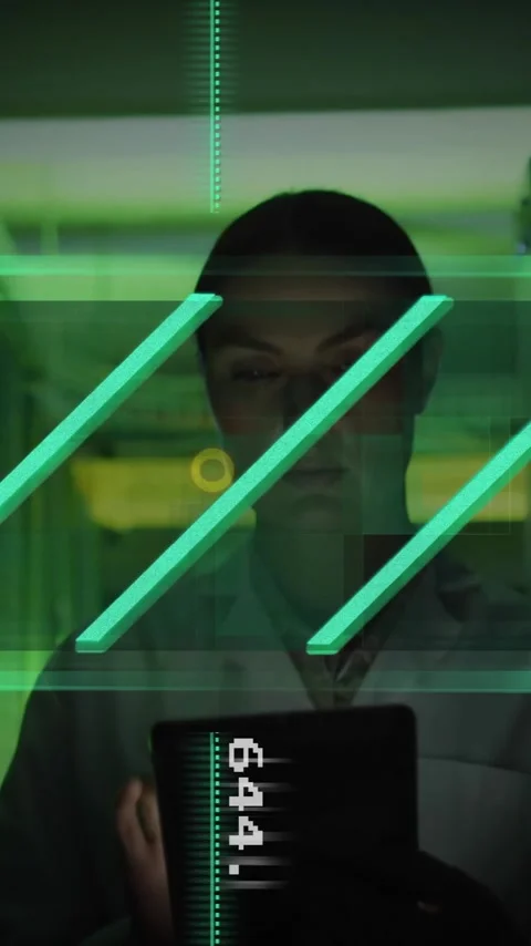 Animation of digital data processing over caucasian it woman by computer servers Stock Footage 343504937