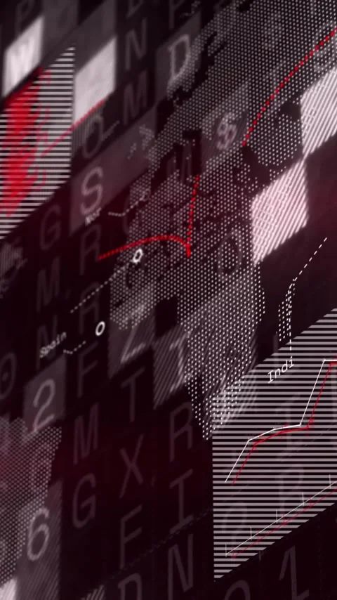 Animation of digital data processing over black background Stock Footage 343615773