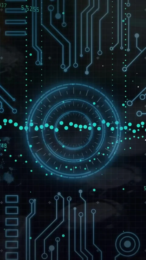 Animation of digital data processing over computer circuit board Stock Footage 343829092