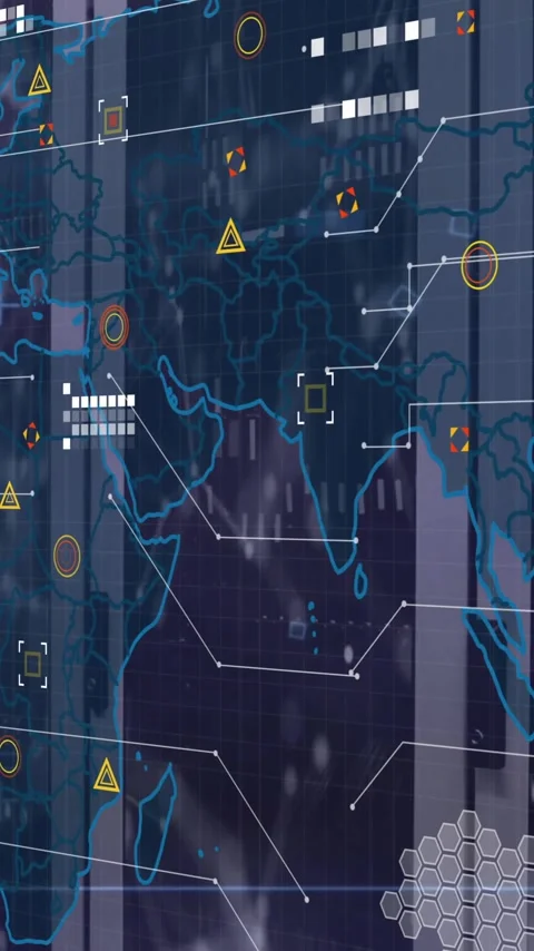 Animation of digital data processing over computer servers Stock Footage 343902704