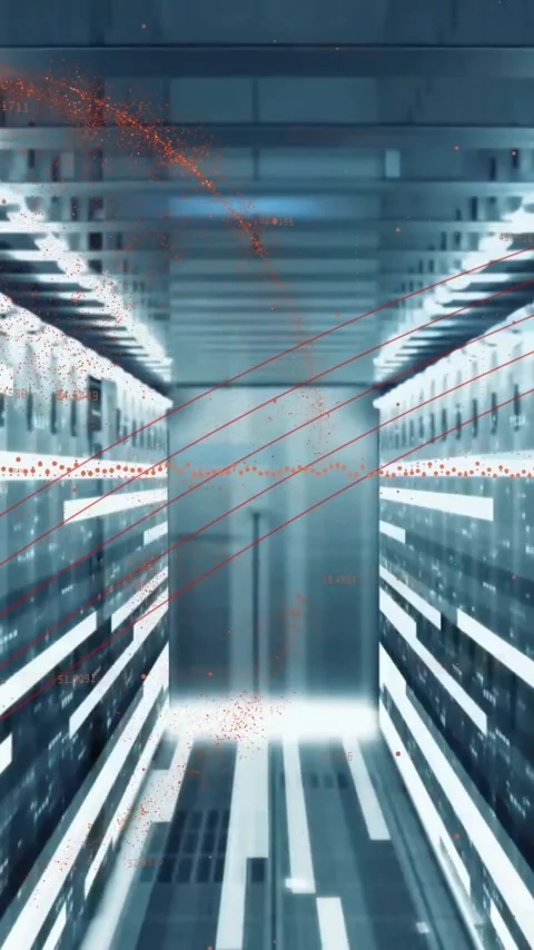 Animation of digital data processing over computer servers Stock Footage 344284508