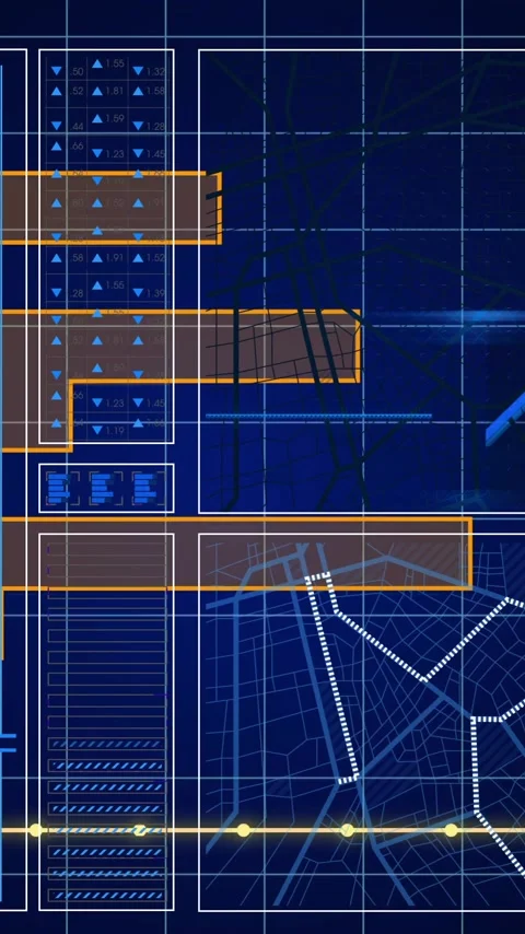 Animation of digital data processing over grid Stock Footage 344614596