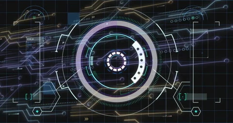 Animation of digital data processing with scope scanning over black background Stock Footage 310530718